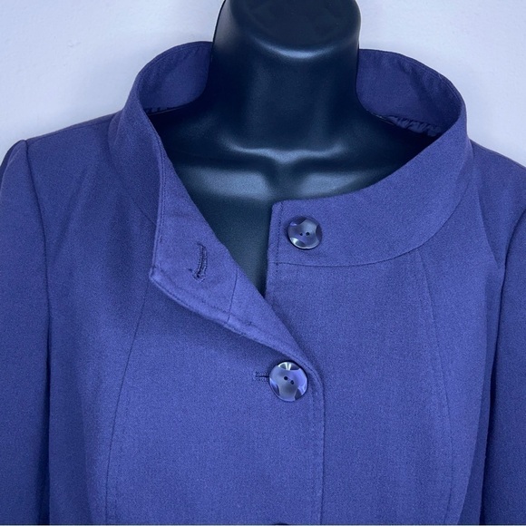 SIZE 6 AXCESS WOMENS PURPLE BLAZER 3/4 SLEEVE LINED BUTTON FRONT - Picture 5 of 11